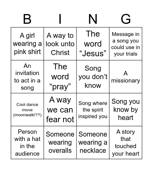 Youth Concert BING(O)!! Bingo Card