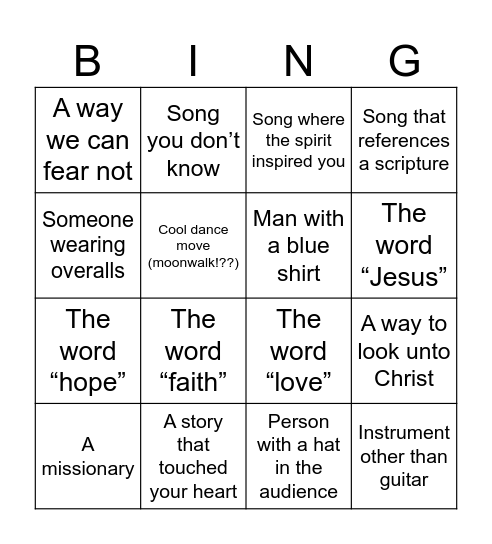 Youth Concert BING(O)!! Bingo Card