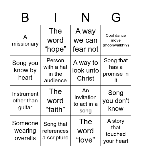Youth Concert BING(O)!! Bingo Card