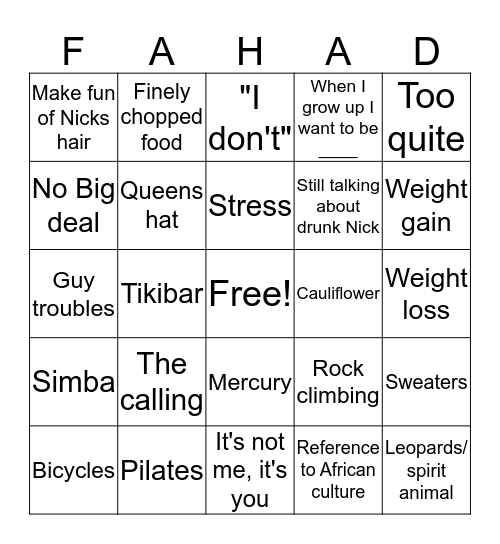 Bingo was his namo Bingo Card