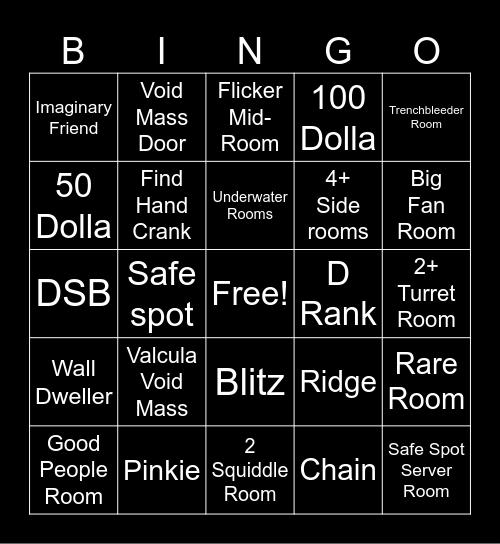 Pressure Bingo Card