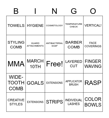 COSMOTOLOGY Bingo Card