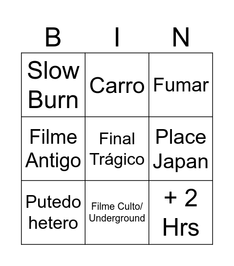 Mini Bingo Filme Vitor Bingo Card