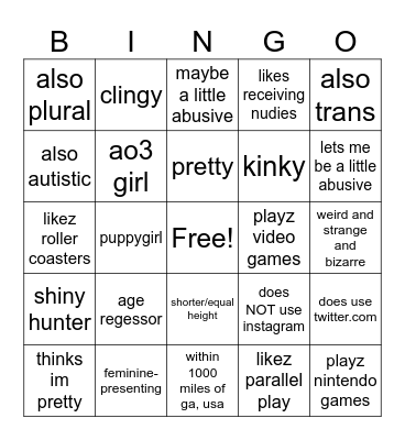 jaxis type Bingo Card