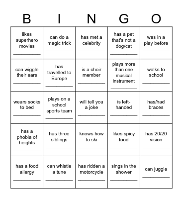 Find someone who... Bingo Card