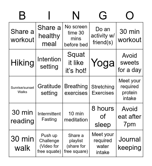 September Bingo Card