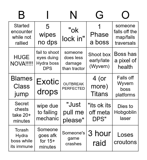 THE DP BINGO! Bingo Card