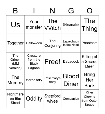 Halloween Bingo!! Bingo Card