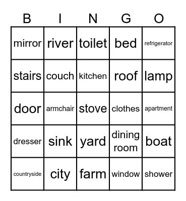 My house Bingo Card