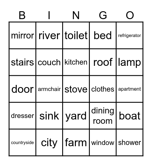 My house Bingo Card