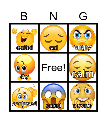 Feelings Bingo Card