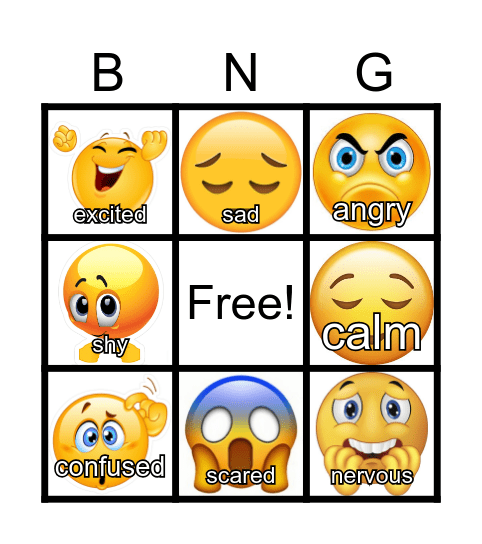 Feelings Bingo Card