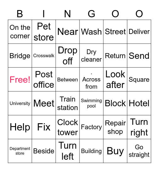 Bingo m.2 unit 3 vocabulary Bingo Card
