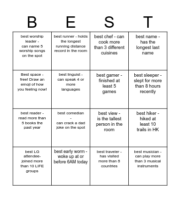 Find some who… Bingo Card