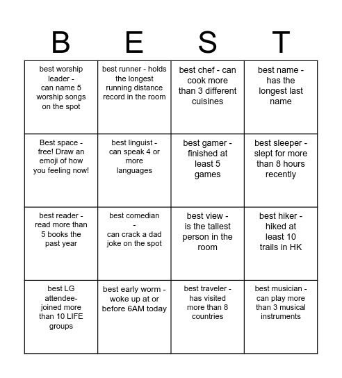 Find some who… Bingo Card