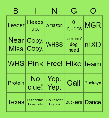 Ashley's Headed To Bingo Card