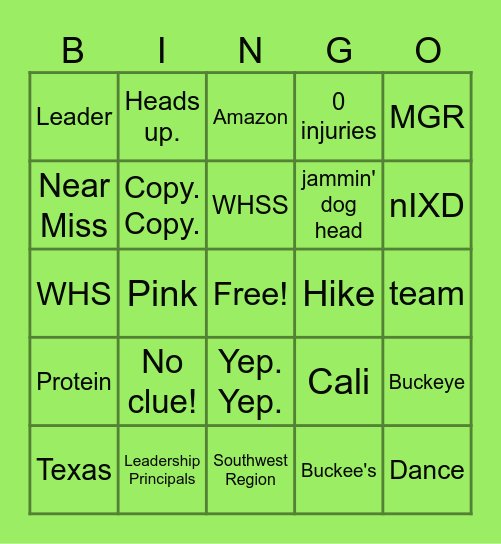 Ashley's Headed To Bingo Card