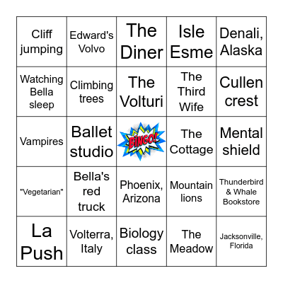 Twilight Places & Things Bingo Card