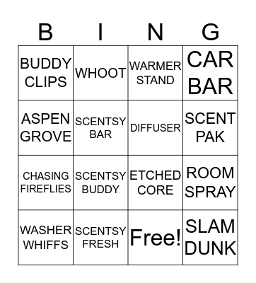 SCENTSY  Bingo Card