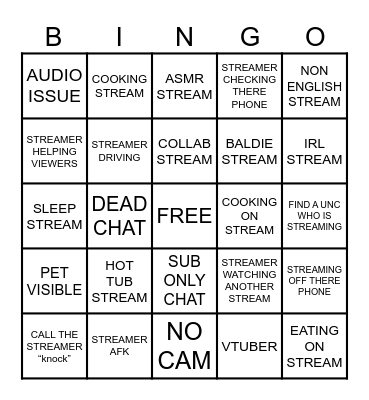 TWITCH BINGO Card