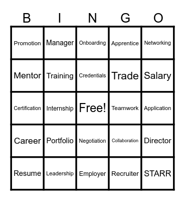 Career Development Bingo Card