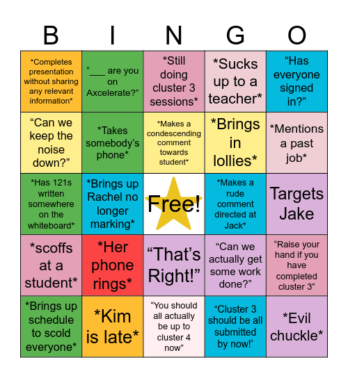 Angela Bingo Card