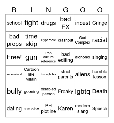 Tmr's Teachings Bingo Card
