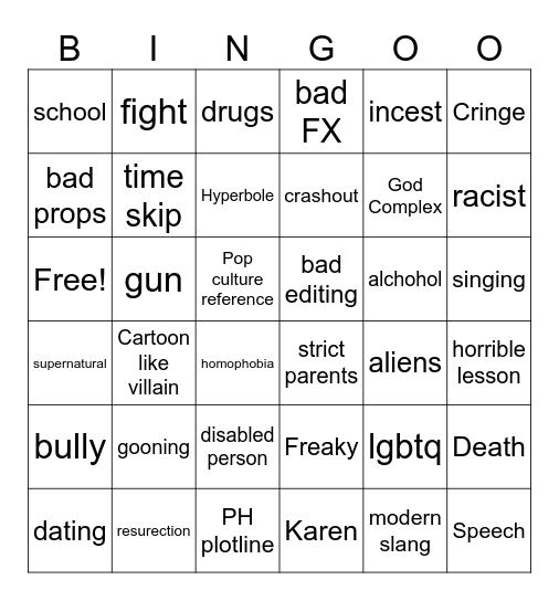 Tmr's Teachings Bingo Card
