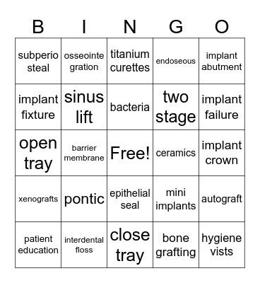 Dental Implants Bingo Card