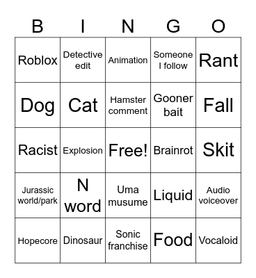 TikTok Bingo Card