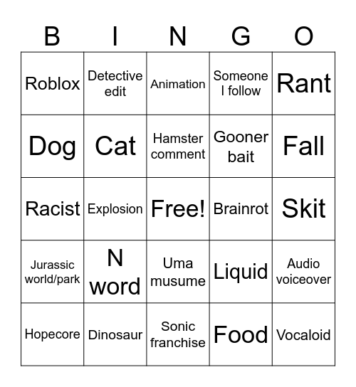 TikTok Bingo Card