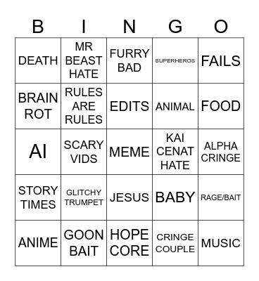 INSTA Bingo Card