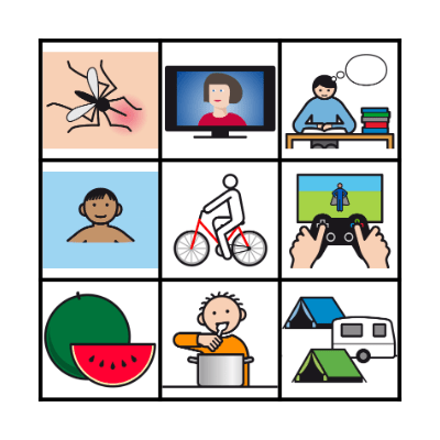 Summer Holidays Bingo Card