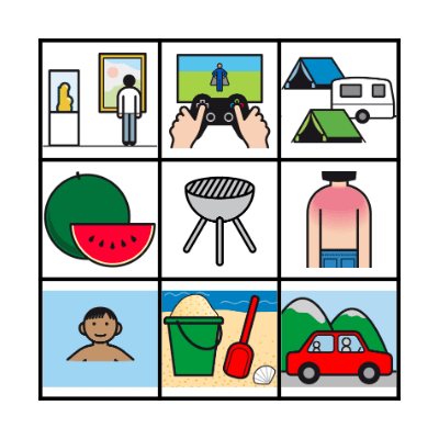 Summer Holidays Bingo Card
