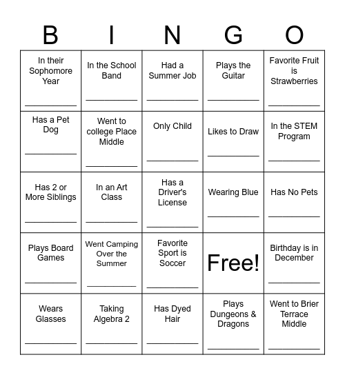 People Bingo - Meet HSM Bingo Card