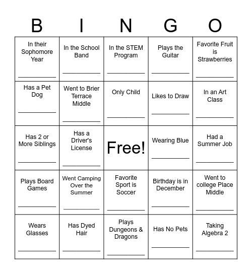 People Bingo - Meet HSM Bingo Card