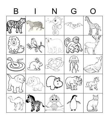 ANIMALS Bingo Card