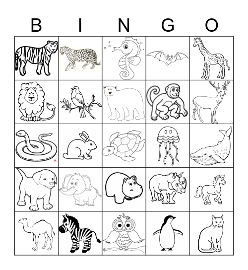 ANIMALS Bingo Card