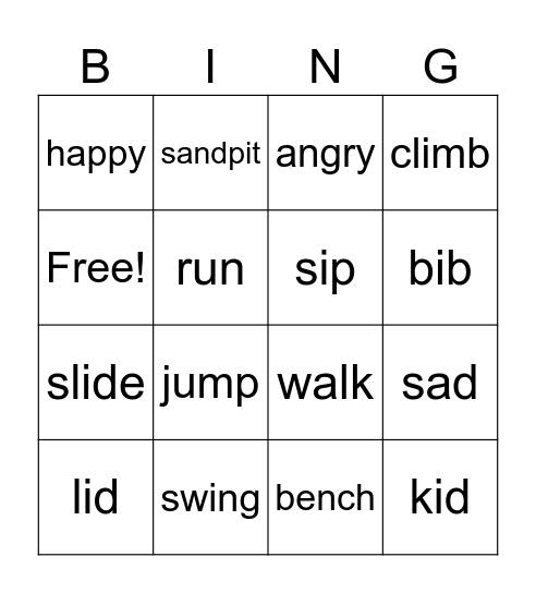 ib, ip, id, playground Bingo Card