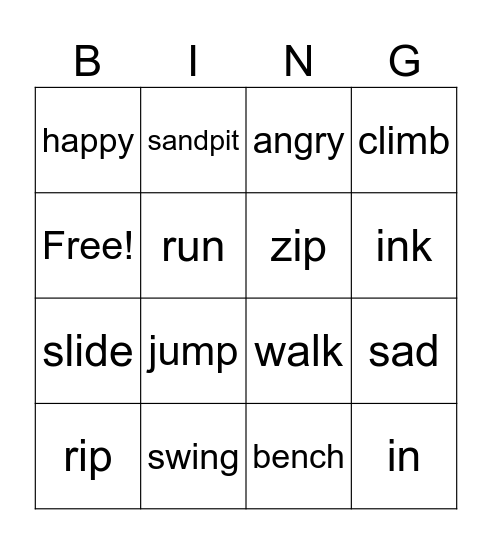 ib, ip, id, playground Bingo Card