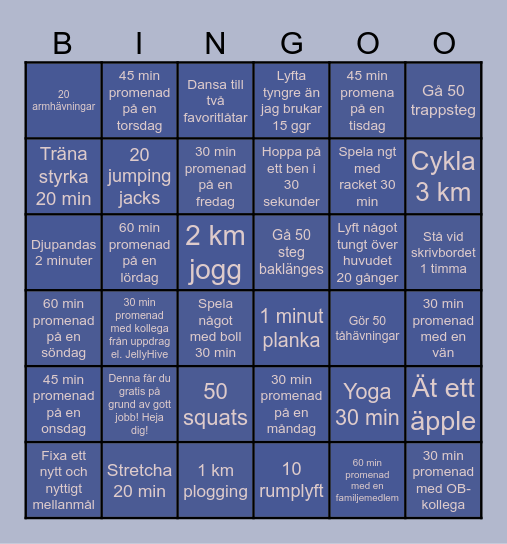 Friskvårdsbingo Octopi Bay Bingo Card