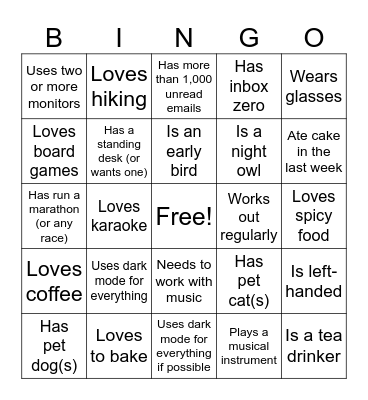 Tech allhands Bingo Card
