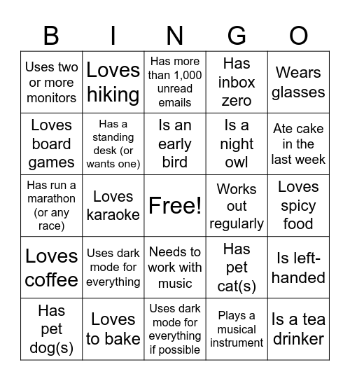 Tech allhands Bingo Card
