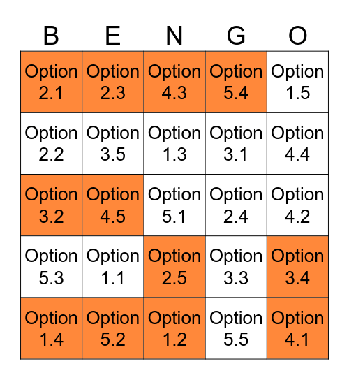 B-EN-GO ! Bingo Card