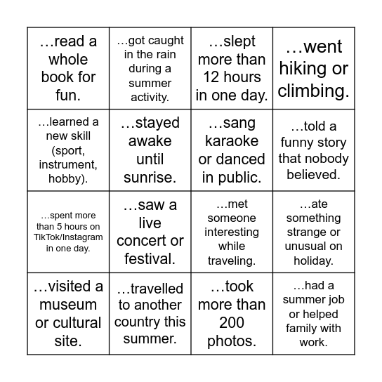 Find someone who... Bingo Card