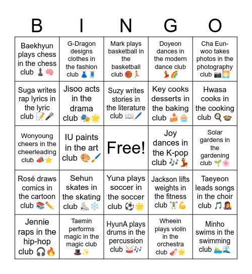 B13 L8 Key cooks desserts in the baking club 🍰🧁 Bingo Card