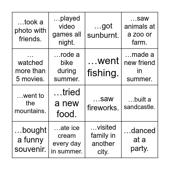 Find someone who... Bingo Card