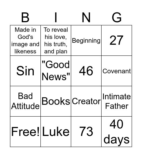 B.O.T.W. Bingo Card