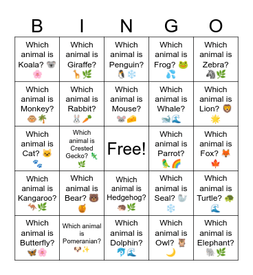 B13 L13 Which animal is Otter? 🦦🌊 Bingo Card