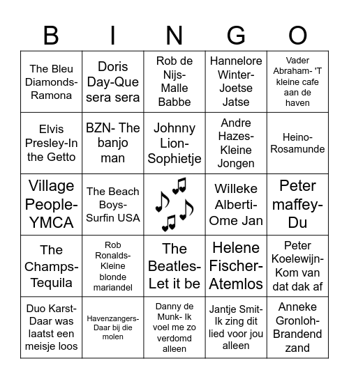 MUZIEK BINGO Card